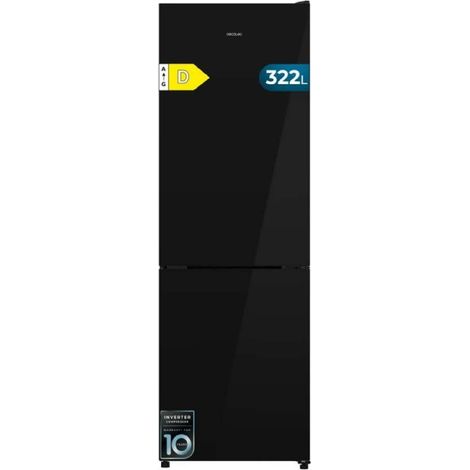 Cecotec Frigorífico Combi 322L Bolero CoolMarket Combi 322i Black Glass D. 185,5cm de Alto, 59,5cm de Ancho