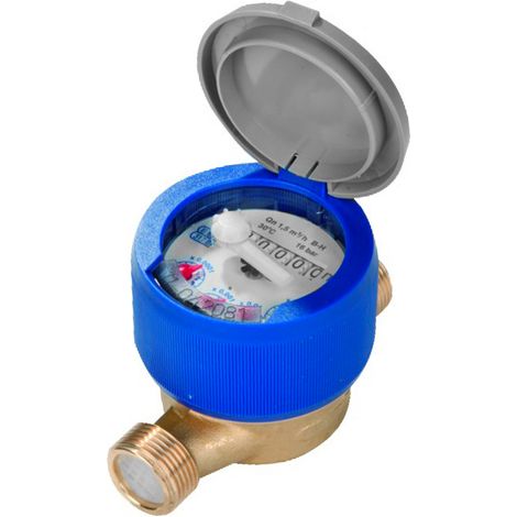 CONTATORE ACQUA LETTURA DIRETTA QUADRANTE ASCIUTTO CON RACCORDI IN OTTONE MODELLO USF - 3/4 - PORTATA PERMANENTE 40 M ³/H - GIO