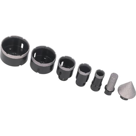 Jeu de 7 scies cloches diamant M14 25-75mm, trépan perceuse pour carrelage, marbre, céramique, foret doigt, bricolage (1/5)