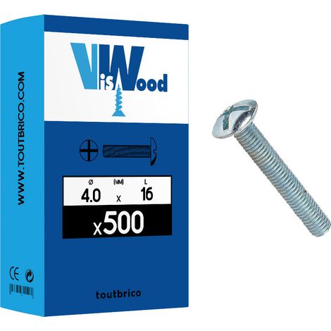 500 vis poêlier 4 X 16mm zingué - Viswood
