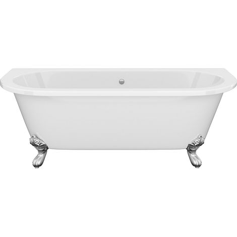 Baignoire semi îlot retro avec pieds d'aigle - 170 x 74 x 62 cm - Acrylique - Blanche - 190 L - SPARUS (1/3)