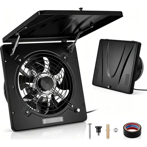 Ventilateur extracteur d'air 250 mm 2100 m³/h, ventilateur de salle de bain silencieux avec clapet anti-retour et protection de rabat, contrôle de la vitesse en continu, ventilateur mural avec prise (1/5)