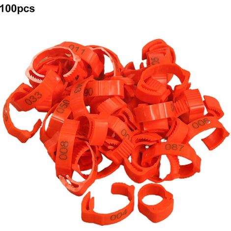 100 anneaux pour pattes de poulet, boucle réglable, faciles à assembler, Jikaix-Red