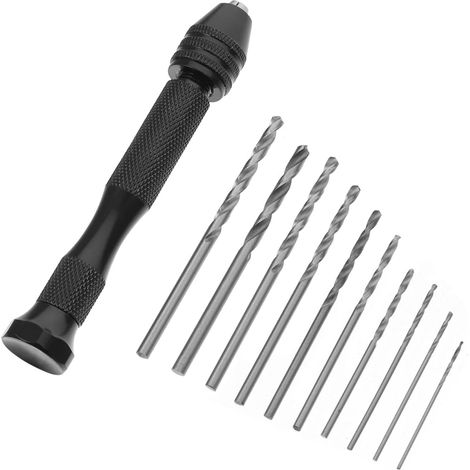 Mini Perceuse à Main Noire en Alliage D’aluminium, 1 Set Outil Manuel pour Modèle et Angle, Design Ergonomique Léger, Format Compact pour Travaux Précis (1/5)