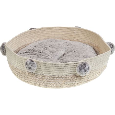 Cuccia rotonda per animali domestici in cotone soffice ø 44 cm Beige Ortaca
