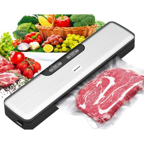 Machine de mise sous vide compacte pour la conservation des aliments. Système de mise sous vide automatique. Machine de mise sous vide à air chaud. 5 modes. Livrée avec 10 sacs de scellage. (1/2)