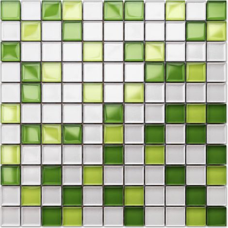 Ilcom mosaico in vetro su rete per bagno e cucina 30cm x 30cm  - Apple marshmallow (1/5)