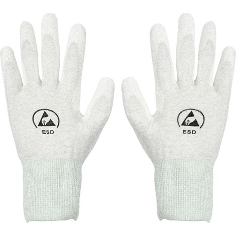 TRU COMPONENTS  ESD-Handschuh innenhandbeschichtet Kleider-Größe: M Polyamidfaser, PU-Beschichtung B (1/3)