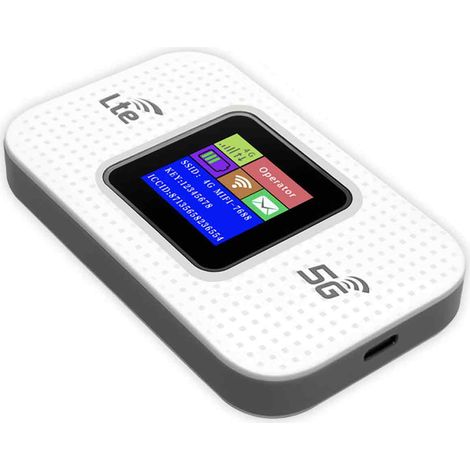 Hotspot Mobile WiFi - 4G 5G LTE Cat4 - Débit Jusqu'à 300 Mbps - Écran LED Intégré - Batterie 2100 mAh - Jusqu'à 10 Appareils Connectés - 1 Pièce (1/5)