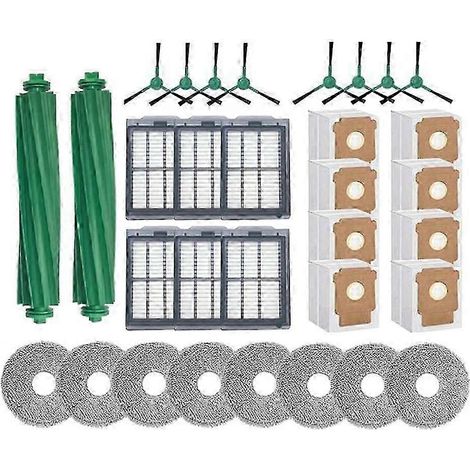 Kit de 32 pièces compatible avec les aspirateurs robots iRobot Roomba Plus 505 Combo et 405 Combo : brosse, filtre HEPA, lingette de nettoyage et sac à poussière. Pièces de rechange de haute qualité. (1/4)