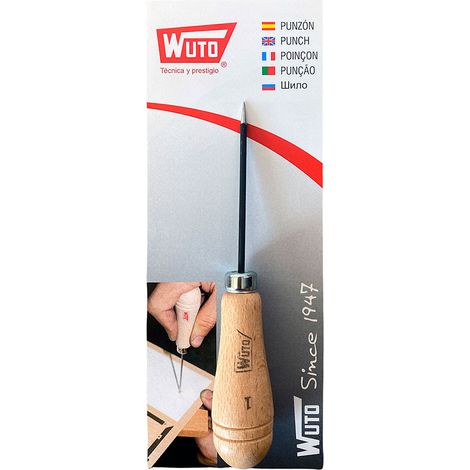 Punzoncino manico legno Ø2,7mm x 80mm manico legno Wuto