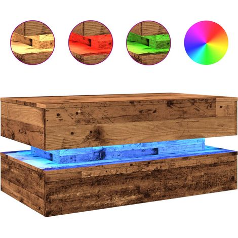 Maison Exclusive - Table basse avec lumières LED vieux bois 90x50x40 cm