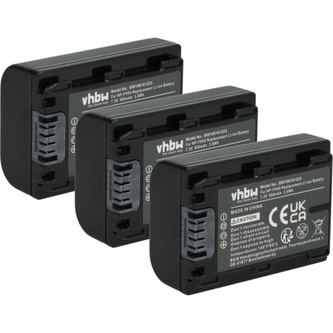 vhbw 3x Akku Ersatz für Sony NP-FH50, NP-FH100, NP-FH70, NP-FH40 für Kamera (500 mAh, 7,2 V, Li-Ion), Infochip (1/5)