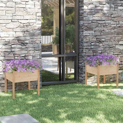 vidaXL Garden Planters 2 pcs 70x70x70 cm Solid Wood Pine (1/5)
