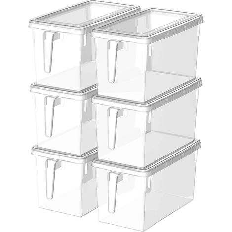 Cetomo Organizer per Frigorifero da 6 Pezzi, Contenitori per Organizer per Frigorifero con Coperchio, Organizer per Frigorifero e Contenitori Trasparenti con Maniglia e Coperchio (1/5)