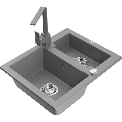 Mexen Carlos fregadero de granito de 1,5 senos con grifo de cocina Rita, gris - 6518-71-670300-71 (1/5)