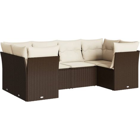 Maison Exclusive - Set Divano da Giardino 6 pz con Cuscini Marrone in Polyrattan (1/3)