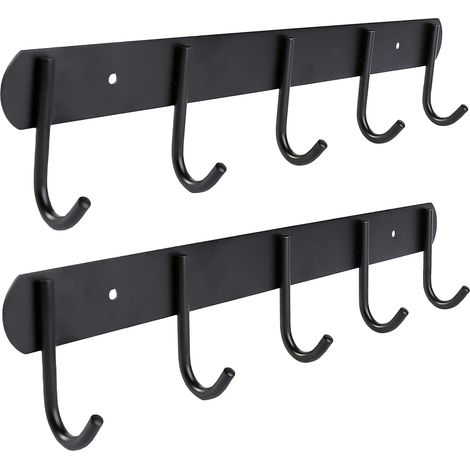 ZOLGINAH Patères Murales, Porte Manteau Mural, Patères Portemanteaux, Porte Manteau Murale en Acier Inoxydable, Porte Manteau, Crochet Mural Noir (5 Crochets, 2 Packs) (1/5)