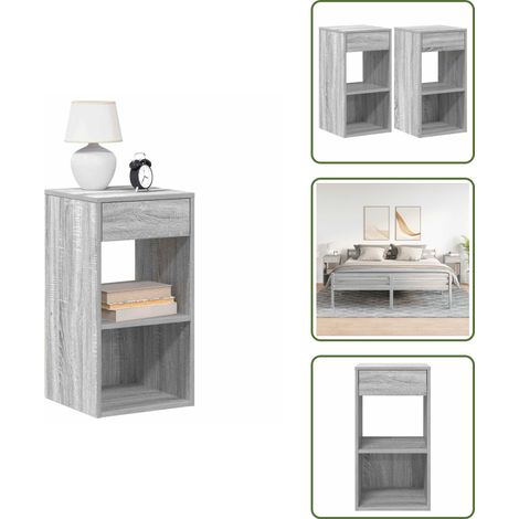 Nachttische mit Schublade 2 Stk. Grau Sonoma 35x34x66,5 cm - Nachttisch - Nachttische - Nachtschrank - Nachtkonsole