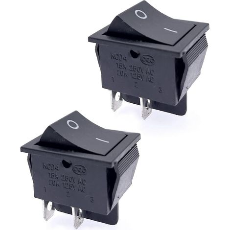 2x ON OFF Interrupteur à bascule marche/arrêt 15A 250V 20A 125V AC 2 positions 4 bornes DPST 4 broches interrupteur bouton d'alimentation rectangulaire KCD (1/5)
