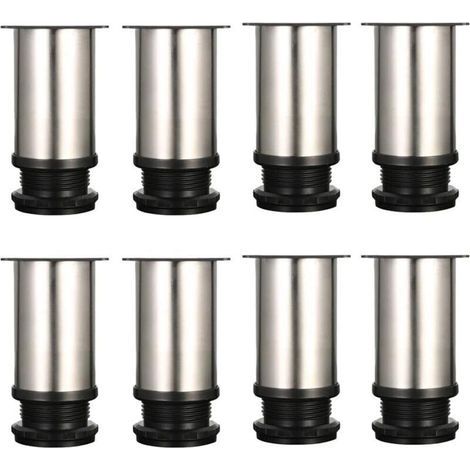 Pieds Meuble Réglables Lot 8 Métal Chromé Hauteur Ajustable 80-95 mm Design Moderne Stable - (1/5)