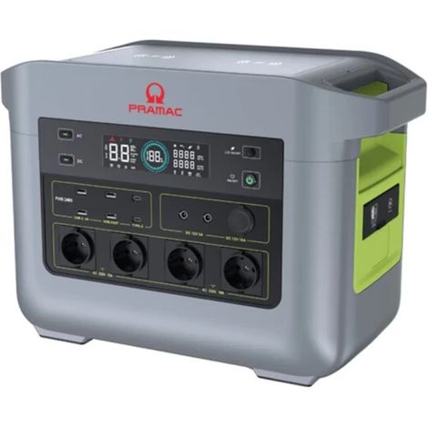 Pramac – Station d'énergie portable 2400W – Batterie Li-ion LFP – Tension 230V – Charge rapide 1800W – Autonomie 2150Wh – Protection surcharges