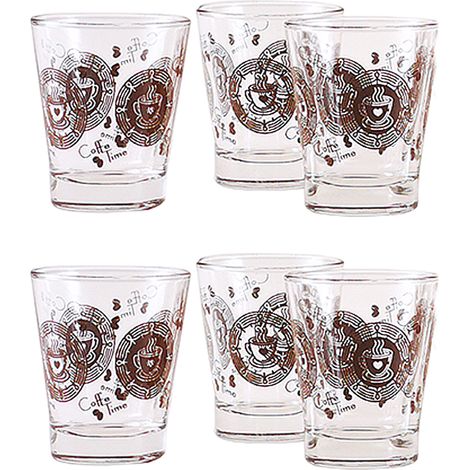 Set 6 Tazzine per caffé in vetro ml 60 tazza aroma caffeino moka orzo ginseng bar casa ristorante particolari moderne