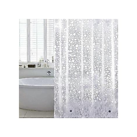 Duschvorhang, schimmelresistent, EVA-Duschvorhang, transparent, Kieselstruktur, strapazierfähig, mit 3 Magneten und 12 Haken, 180 x 200 cm