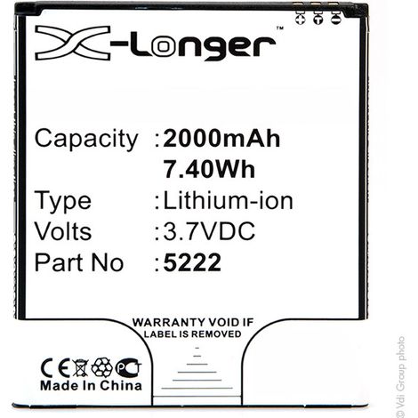NX - Batterie téléphone, smartphone, GSM pour Wiko 3.7V 2000mAh - 5222S5222 (1/3)