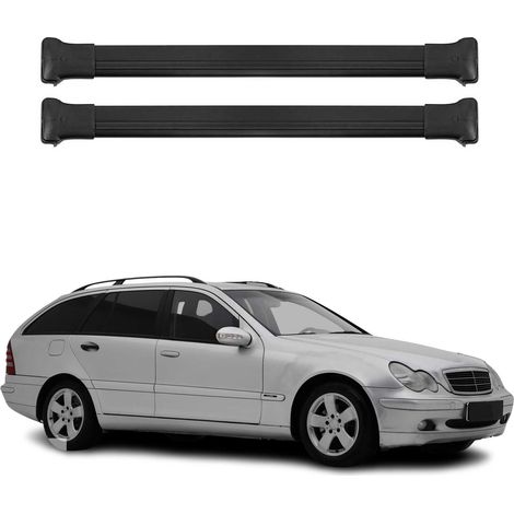 OMAC Barres de toit en aluminium pour Mercedes Classe C S203 2001-2007 – Charge max 75 kg – 2 barres Noir (1/5)