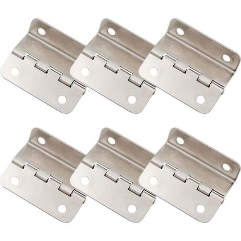 Set of 6 hinges, offset door hinges, semi-recessed hinges, for doors, cabinets and furniture hardware [silver] (1/5)