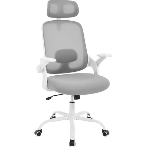 Fauteuil de Pivotant WOLTU, Chaise de Bureau Ergonomique, Accoudoir Pliable, Hauteur Réglable, Gris Clair (1/5)