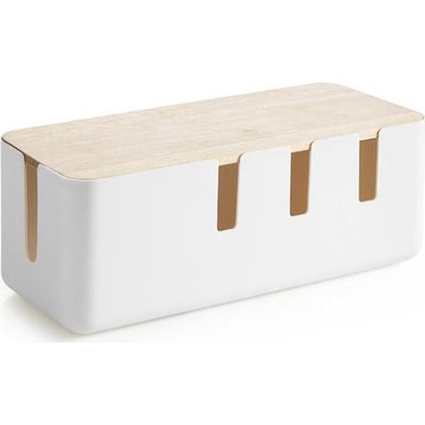 Boîte Cache Câble Prise 30.2 x 12.5 x 11.5cm Boîte à Câbles avec Couvercle en Bois, Boîte de gestion des câbles (1/5)
