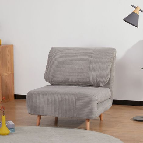 Schlafsessel 2-in-1 verstellbar mit Bettfunktion Hellgrau OKMYHOME (1/3)