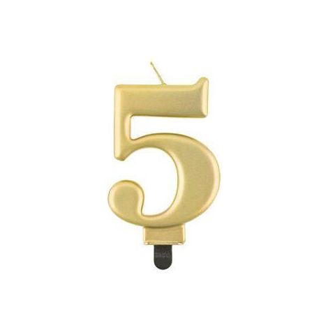 Vela número 5 FIVE Oro metálico 8cm (1/2)
