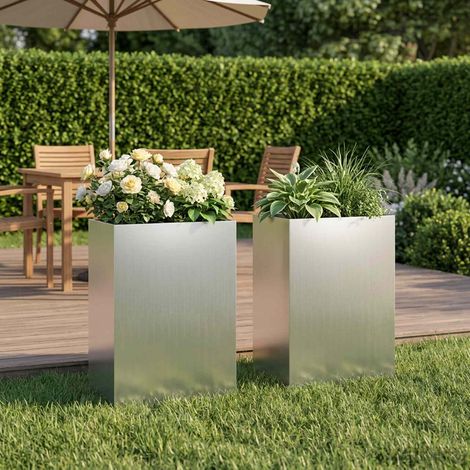 Cache-pot de jardin 2 pc Argenté 40 x 30 x 75 cm (1/5)