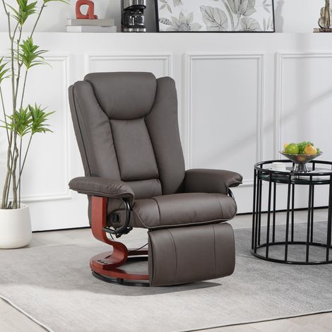 Relaxsessel mit Liegefunktion, drehbar, bis 150 kg, Kunstlederbezug, Stahlrahmen, Braun (1/5)