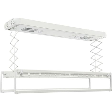 Séchoir à linge électrique mural/plafonnier, séchoir à linge électrique, 24 W, avec éclairage LED et télécommande, structure en alliage d'aluminium et acier (155 cm), capacité de charge de 35 kg (1/5)