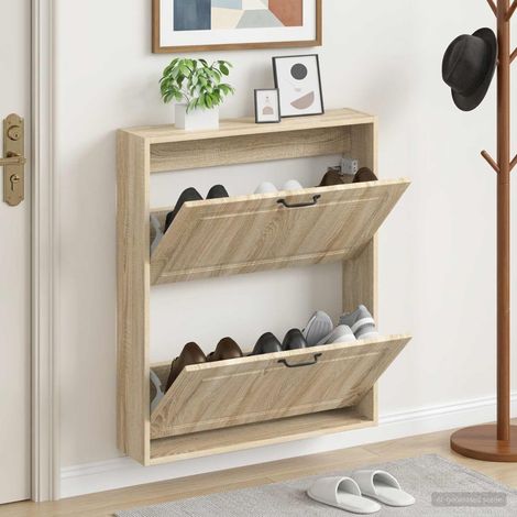 vidaXL Wall-Mounted Shoe Cabinet UTRECHT 71 x 17 x 86 cm Sonoma Oak (1/5)