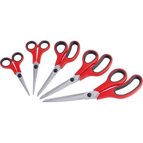Draper Redline Soft Grip Household Scissor Set – 5-Piece Professional-Grade Multi-Purpose Cutting Tools (1/5)