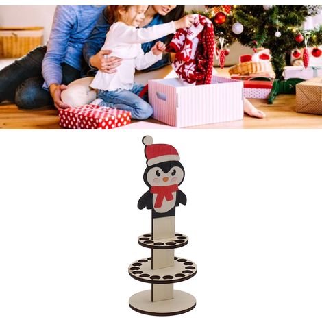 Weihnachtsgeldbörse, silberner Kuchen, Weihnachtsdekoration, handgefertigte Holzgeldbörse mit Weihnachtstieren, Pinguin C (1/5)