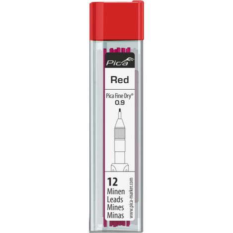 Confezione blister da 12 mine rosse PICA per Fine Dry, ideali per il disegno tecnico.
