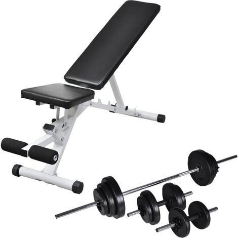 Hantelbank mit Langhantel und Kurzhantel Set 30,5 kg