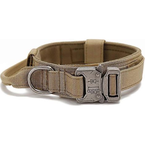 Taktisches Hundehalsband, Militär-Hundehalsband, verstellbares Nylonhalsband, robuste Metallschnalle mit Griff.