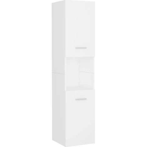 Elegante mobiletto da bagno 30 x 30 x 130 cm pratico contenitore in legno composito bianco 020047835