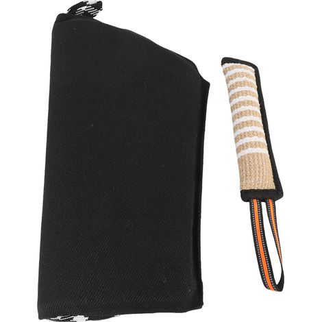 Kit de dressage pour chiens mordeurs comprenant un manchon de morsure et un coussin interactif à tirer. Équipement professionnel pour apprendre aux animaux à mordre et à tirer. (1/5)
