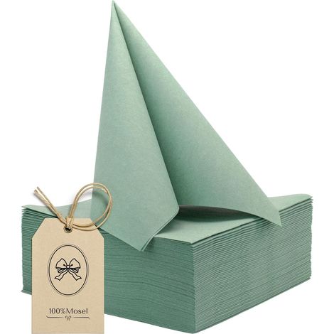 Lot de 12 serviettes en lin avec anneaux de serviette en tissu, vert sauge et beige en six couleurs, pour décoration de table de mariage et fêtes de famille, couleurs aléatoires (1/5)