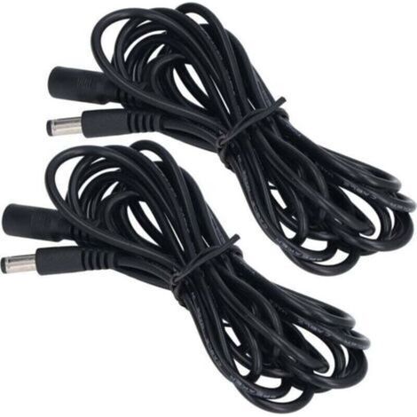 2 pièces LED lumière solaire rallonge surveillance cble de connexion d'alimentation 5.5x2.1mm DC12V 24V (1/4)