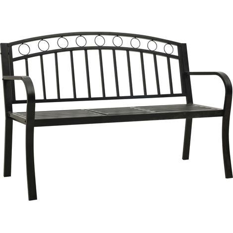 Maison Exclusive - Panca da Giardino con Tavolino Nero 120 cm Acciaio