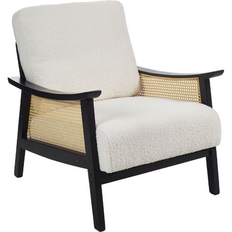Mid Century Rattan Teddy Bear Fur Armchair